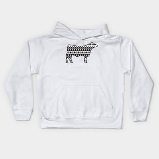 Show Steer with Southwest Pattern Kids Hoodie